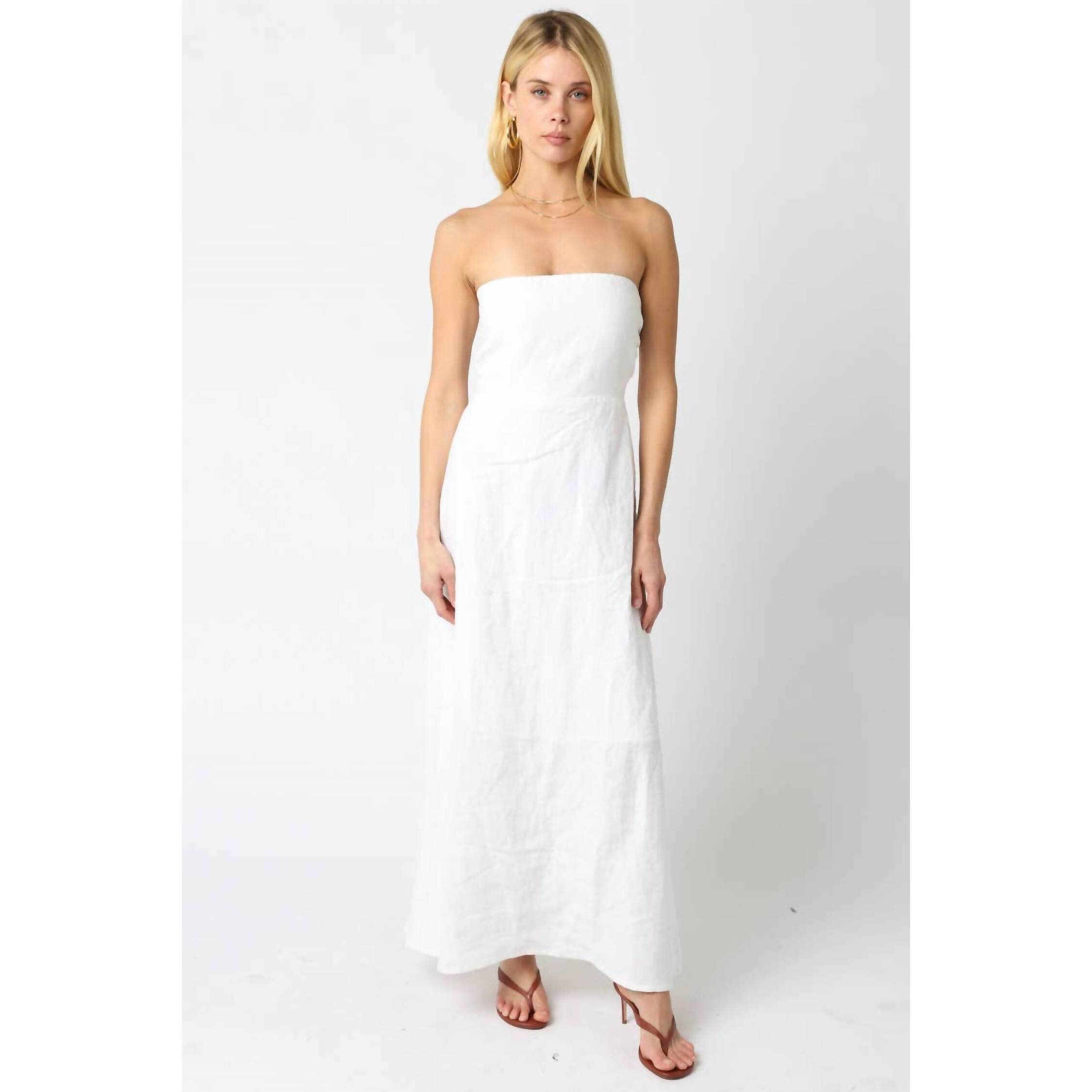 New Olivaceous Irise Linen Maxi Dress In White
